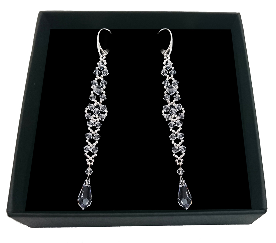 SVADOBNÉ náušnice vyrobené z kryštálov SWAROVSKI long 1988
