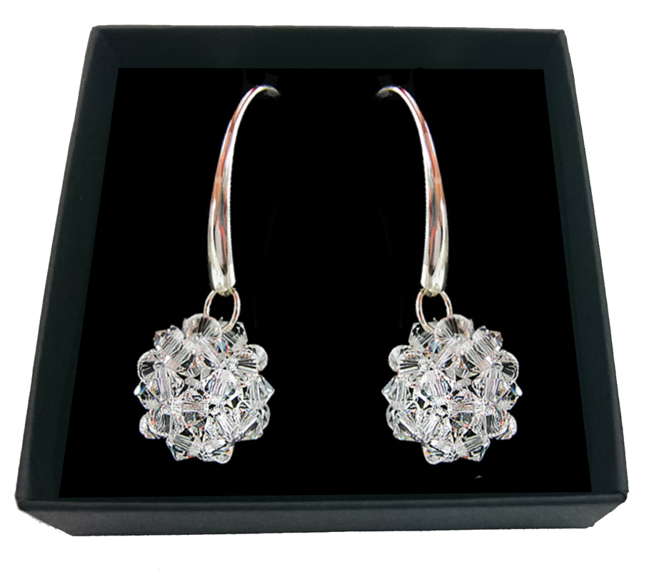 SVADOBNÉ náušnice vyrobené z kryštálov SWAROVSKI 1802 guličiek