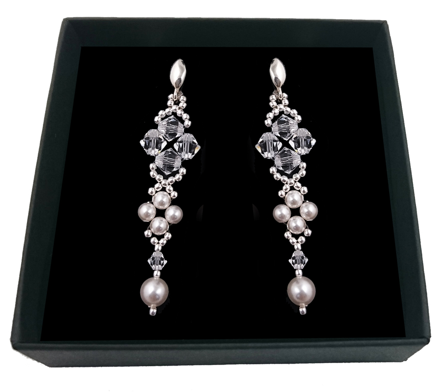 Svadobné náušnice z kryštálov perly Swarovski 1926