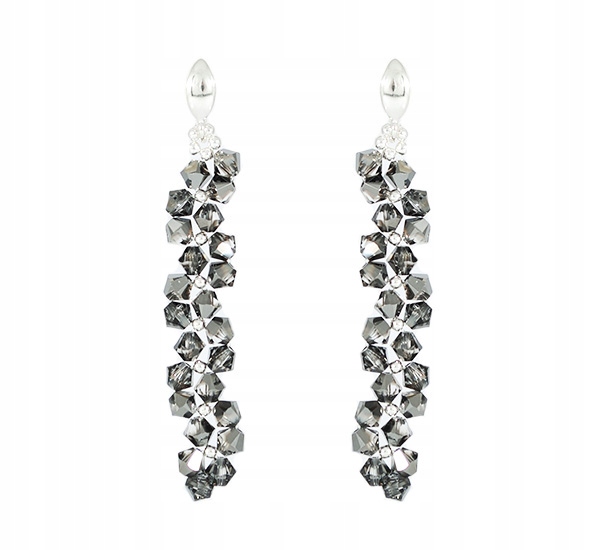 Krištáľové náušnice SWAROVSKI KL62 Silver Night