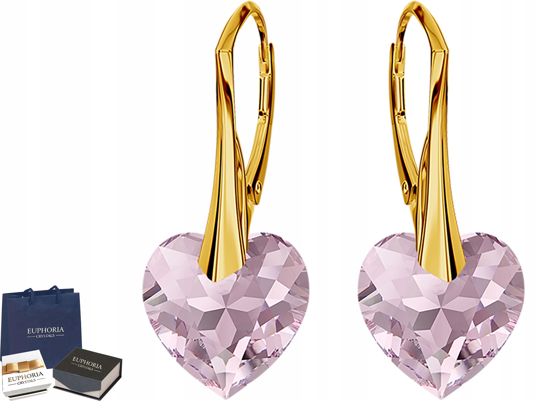 Náušnice srdca zlatý darček Swarovski Silver 925