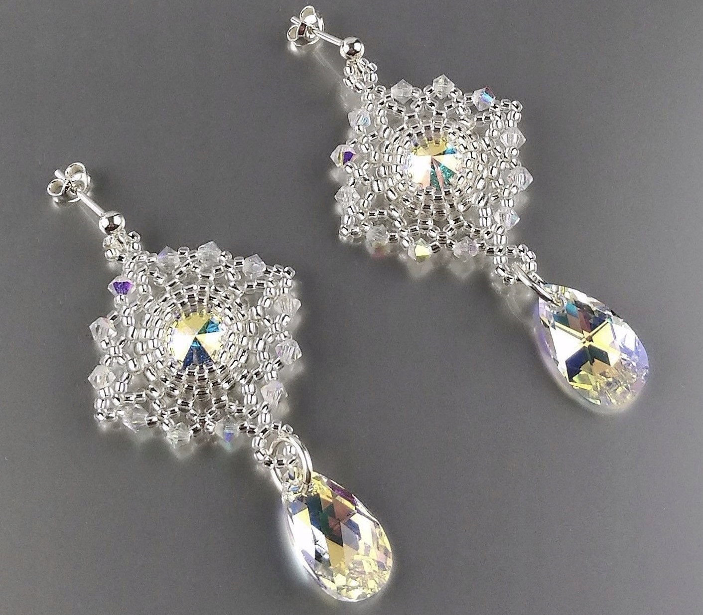 Svadobné náušnice SWAROVSKI strieborné, strieborné, dlhé