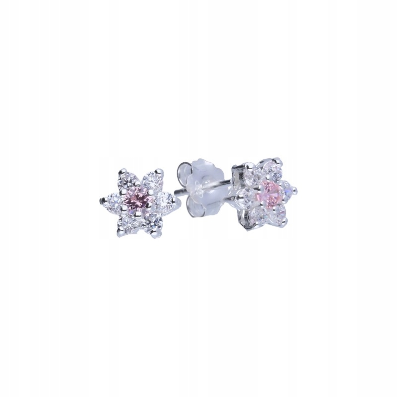 Cvočky s náušnicami SILVER 925 Pink Cvoček (w734)