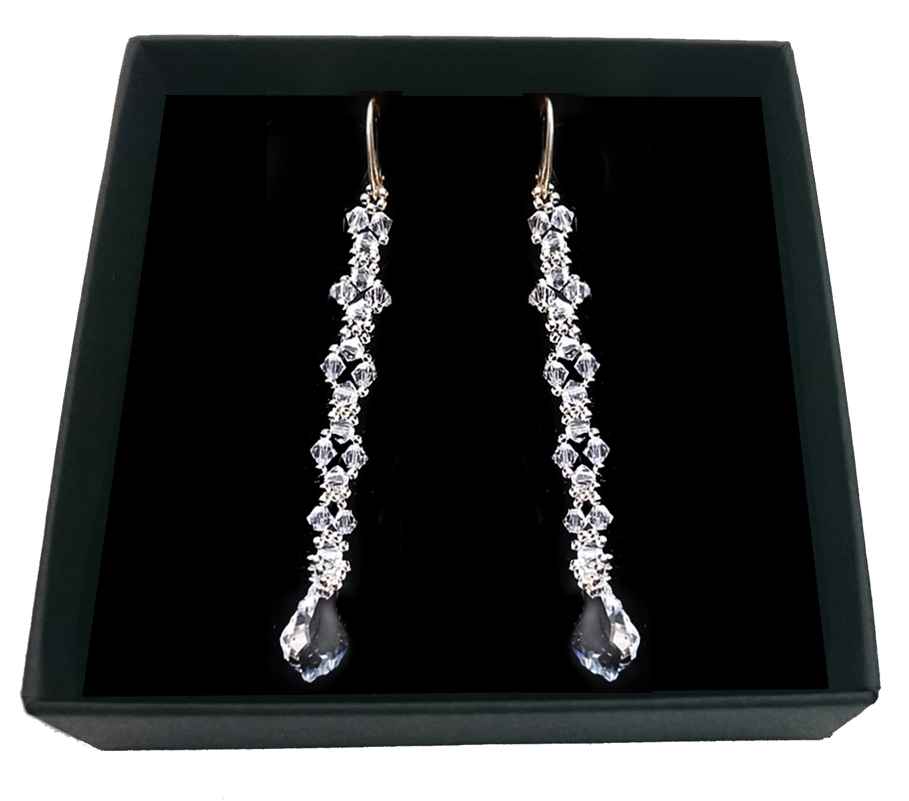Dlhé náušnice SVADOBNÉ kryštály SWAROVSKI 160