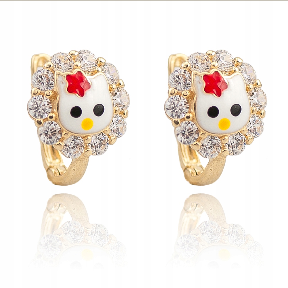 Detské náušnice ZLATÉ KITTENS HELLO KITTY 585