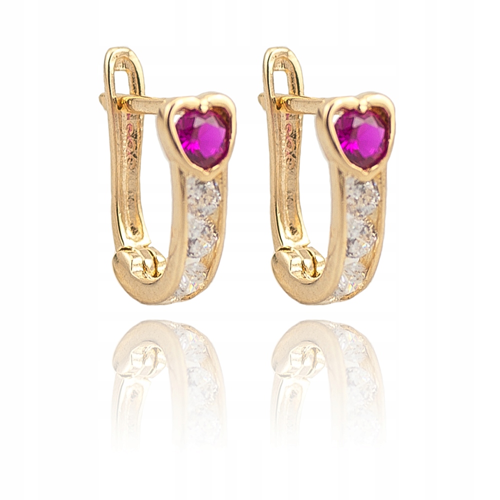 Detské náušnice GOLDEN RUBY HEART 585