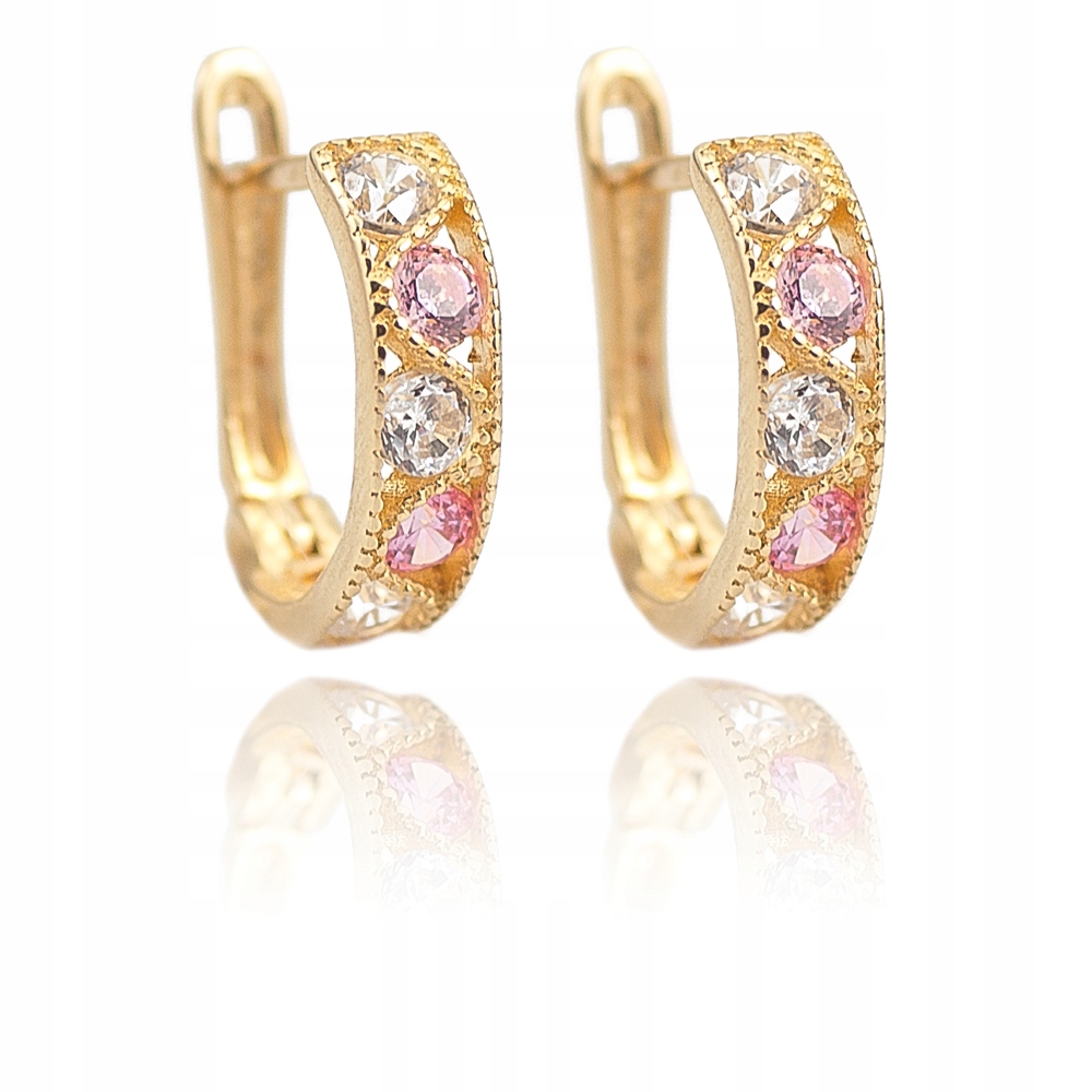 Detské náušnice PINK YELLOW zlaté 585