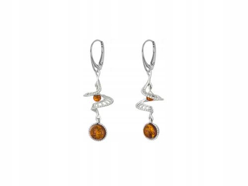 Náušnice mod.76 Striebro 925 Amber koňaková