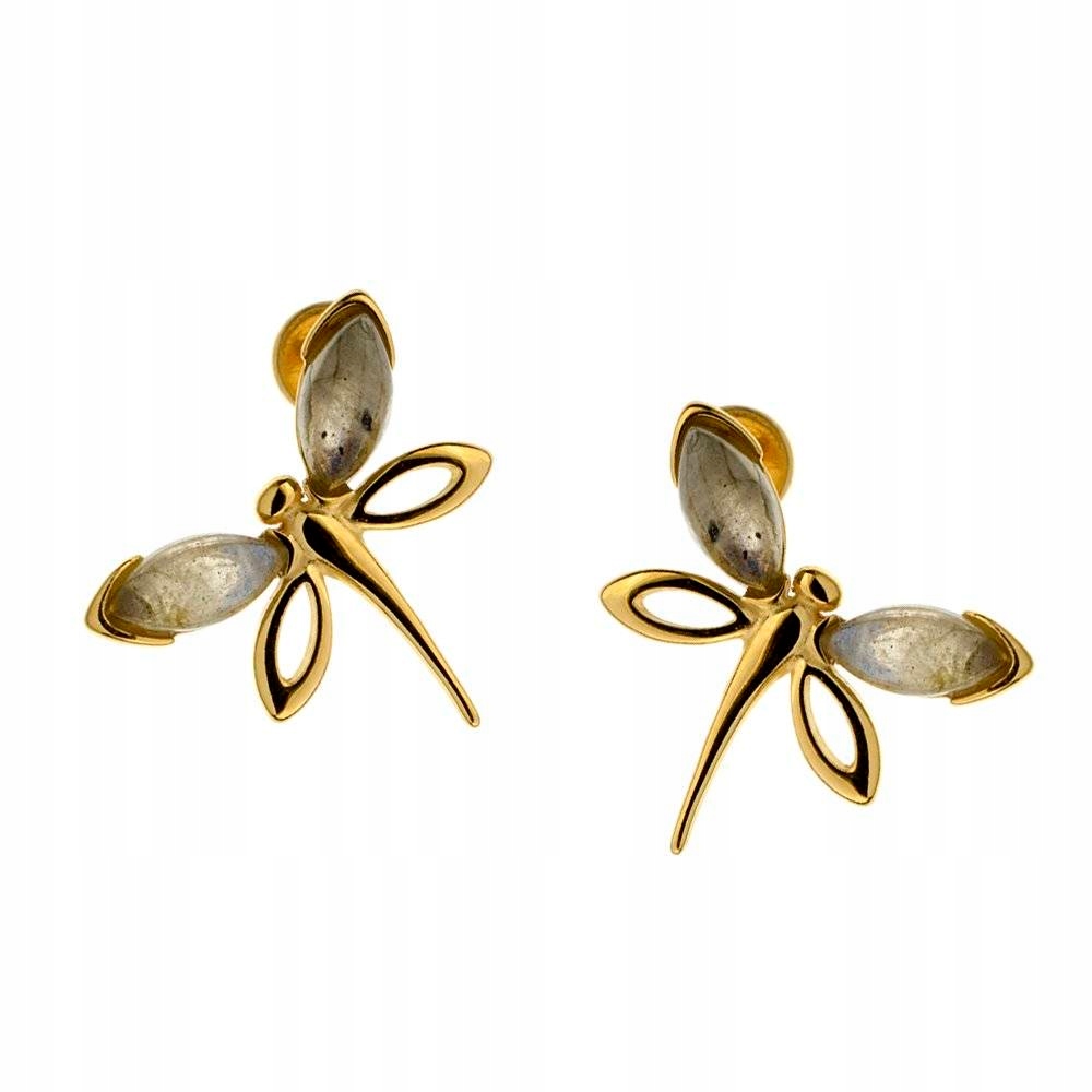 Pozlátené náušnice s Dragonfly labradorite