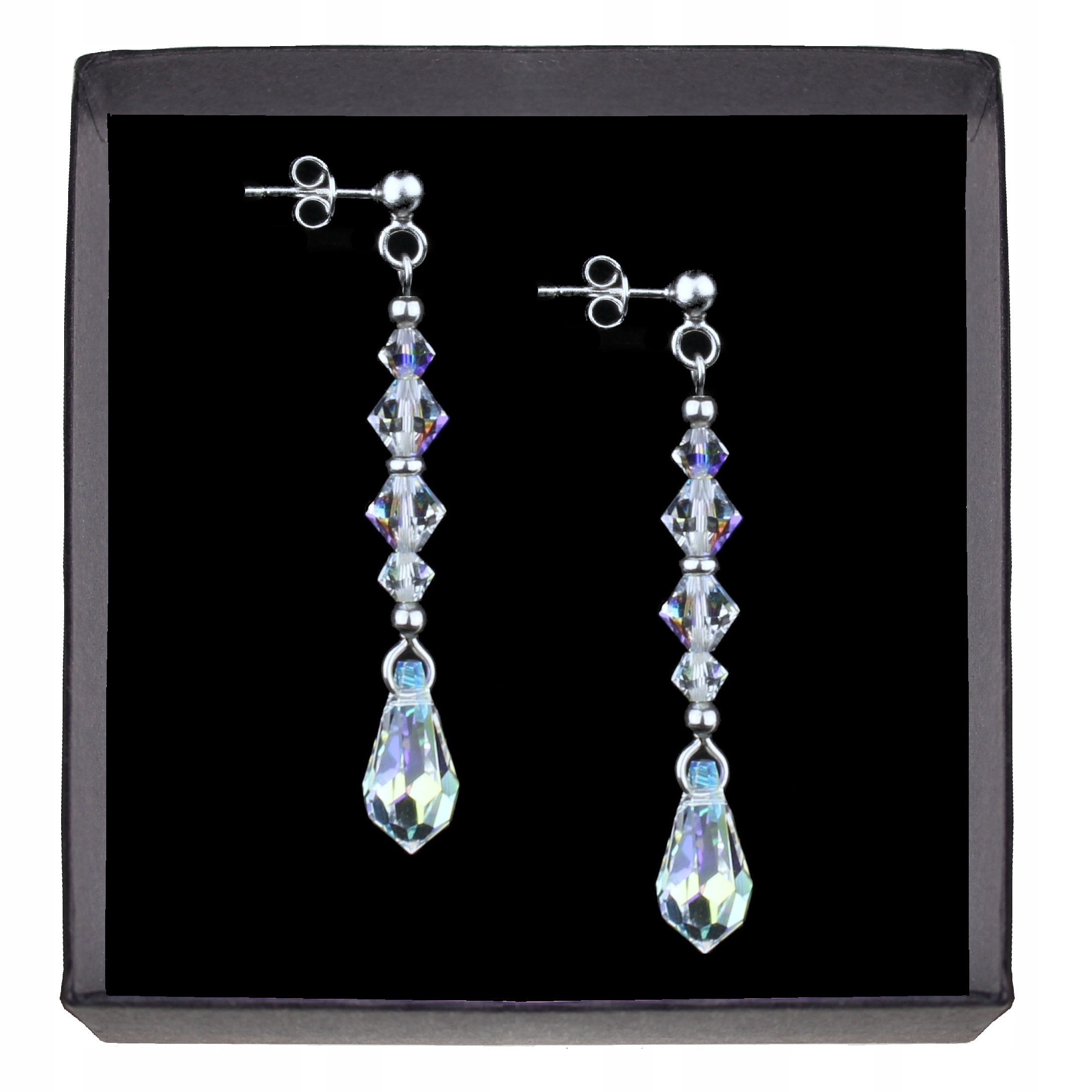 Dlhé svadobné náušnice s kryštálmi Swarovski