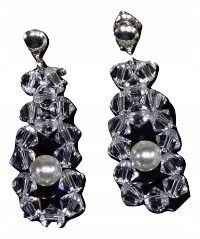 Strieborné večerné svadobné náušnice Swarovski I038