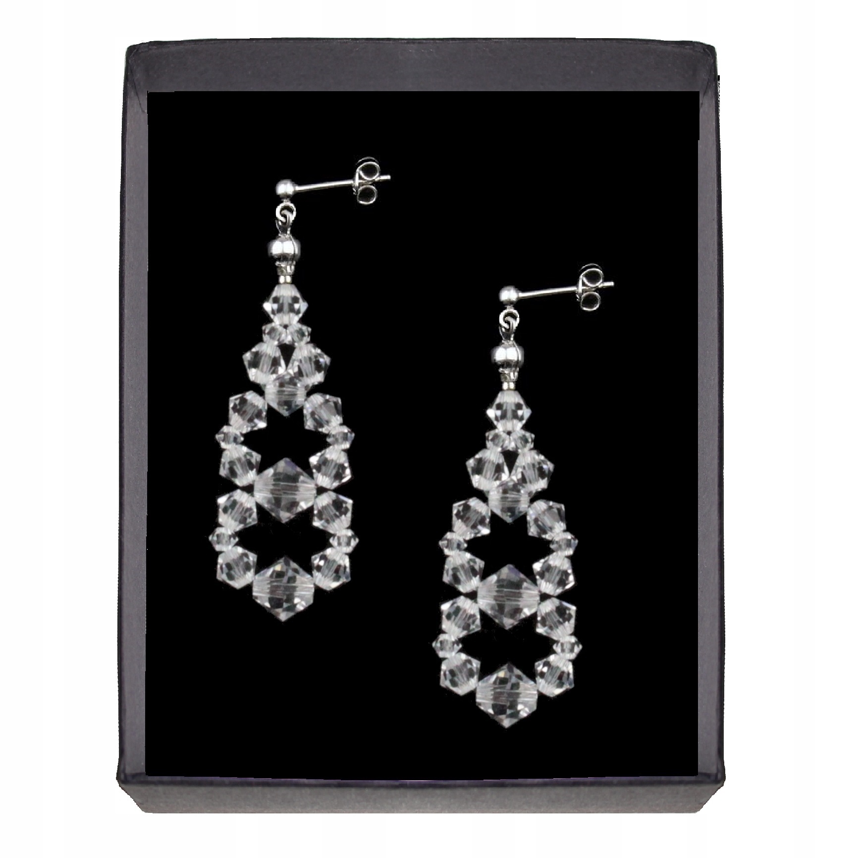 Strieborné svadobné náušnice so kryštálmi Swarovski