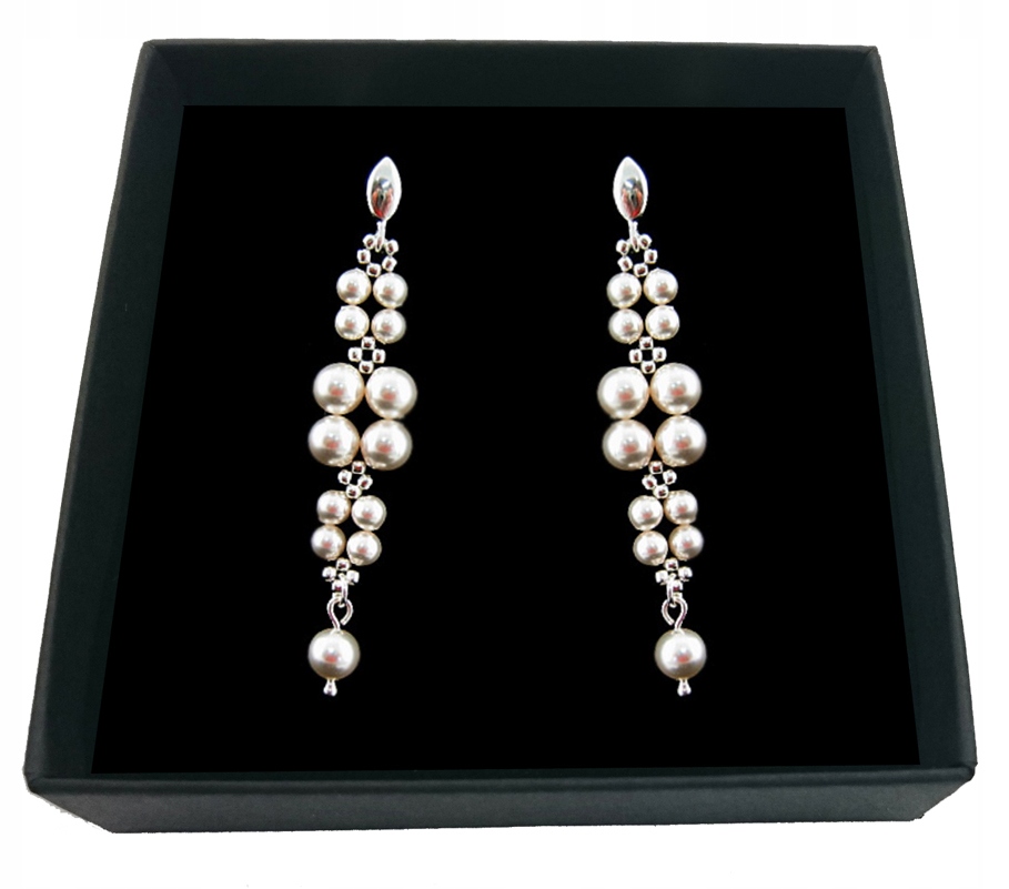 Svadobné náušnice s bielymi perlami Swarovski 1687