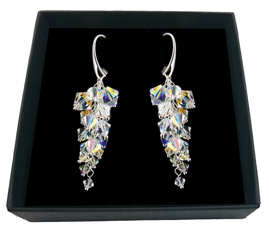 Svadobné náušnice vyrobené z kryštálov AB SWAROVSKI 1713