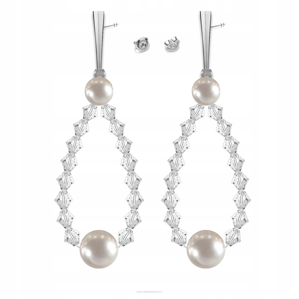 Svadobné náušnice s kryštálmi a perlami SWAROVSKI