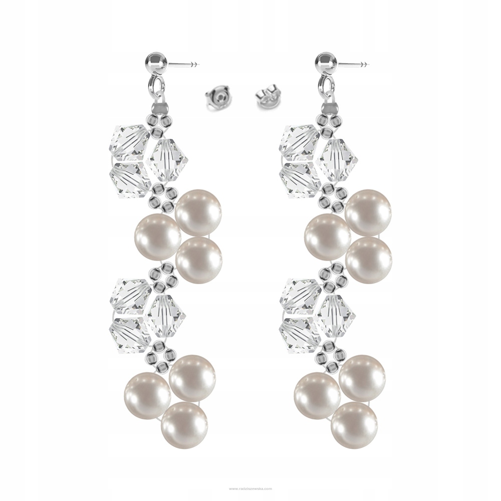 Svadobné náušnice s perlami a kryštálmi Swarovski