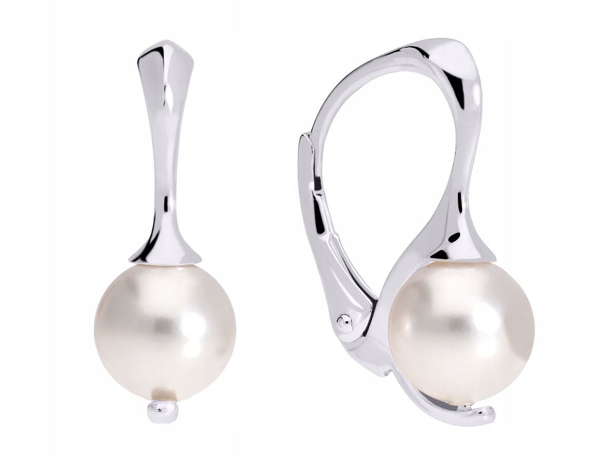 Strieborné náušnice 925 Pearl White Swarovski