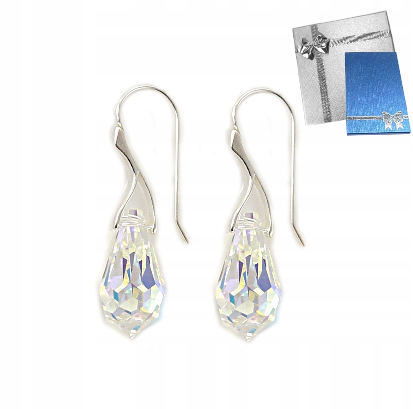 Strieborné náušnice VEĽKÉ UŠIČKY Swarovski CRYSTAL AB
