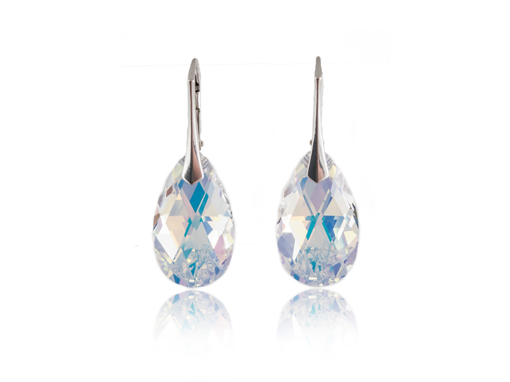 Strieborné náušnice ENGELKE SWAROVSKI trblietavé AB