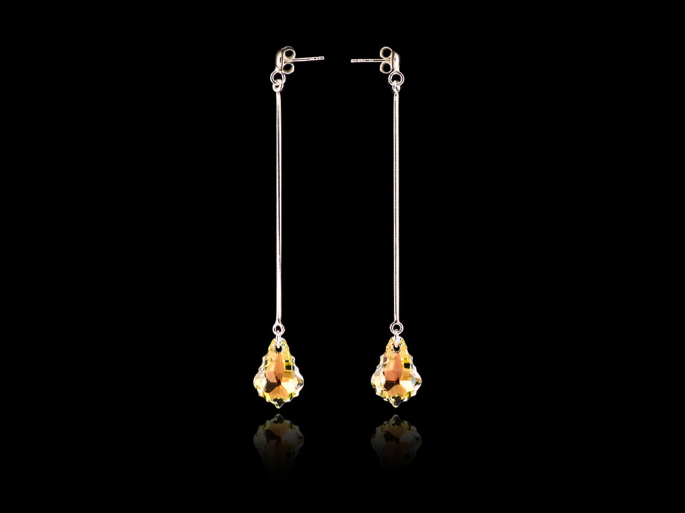 Swarovski strieborné barokové dlhé trblietavé náušnice