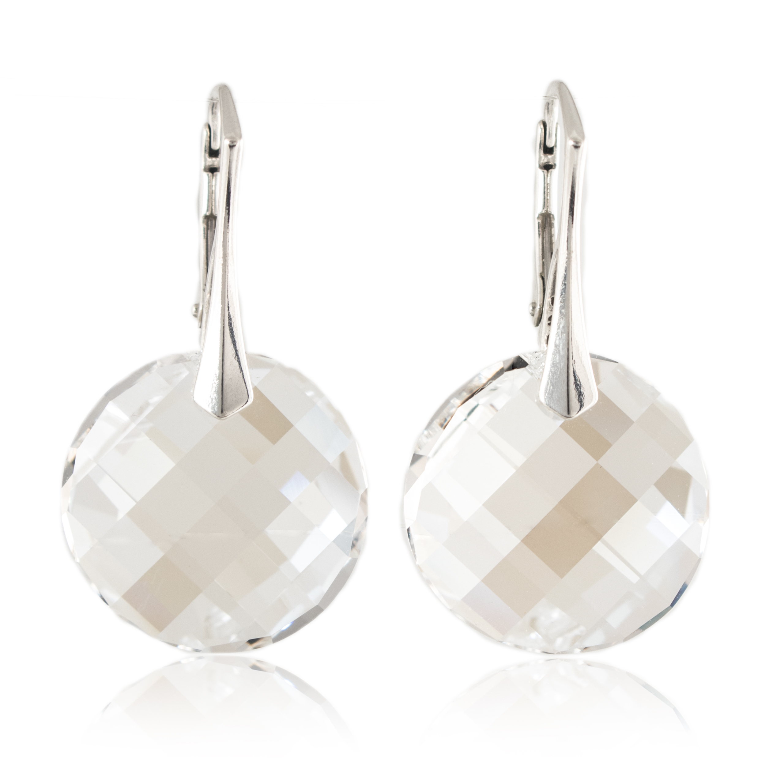Strieborné náušnice SWAROVSKI okrúhle lesklé kruhy