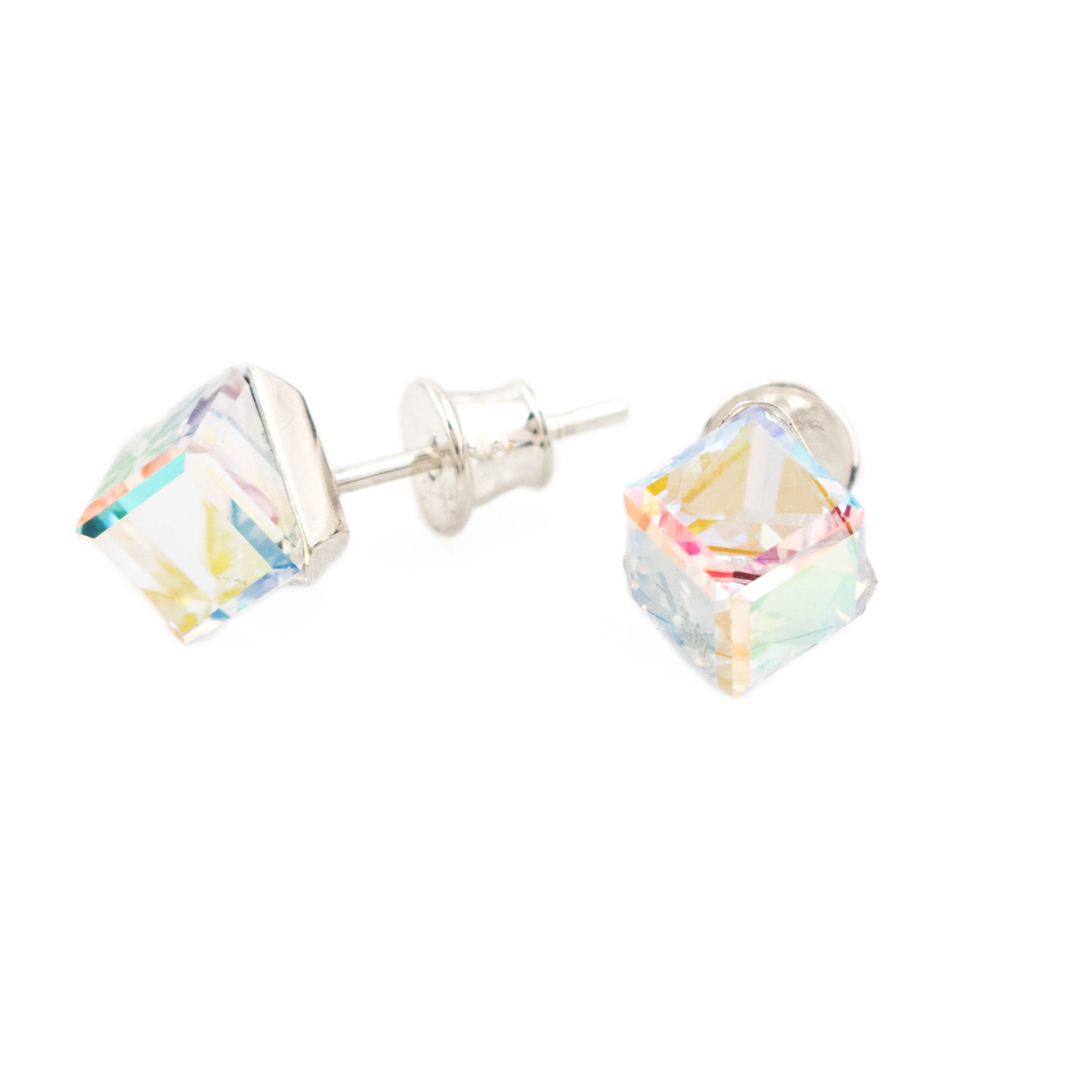 Strieborné náušnice SWAROVSKI trblietavé kocky Engelke