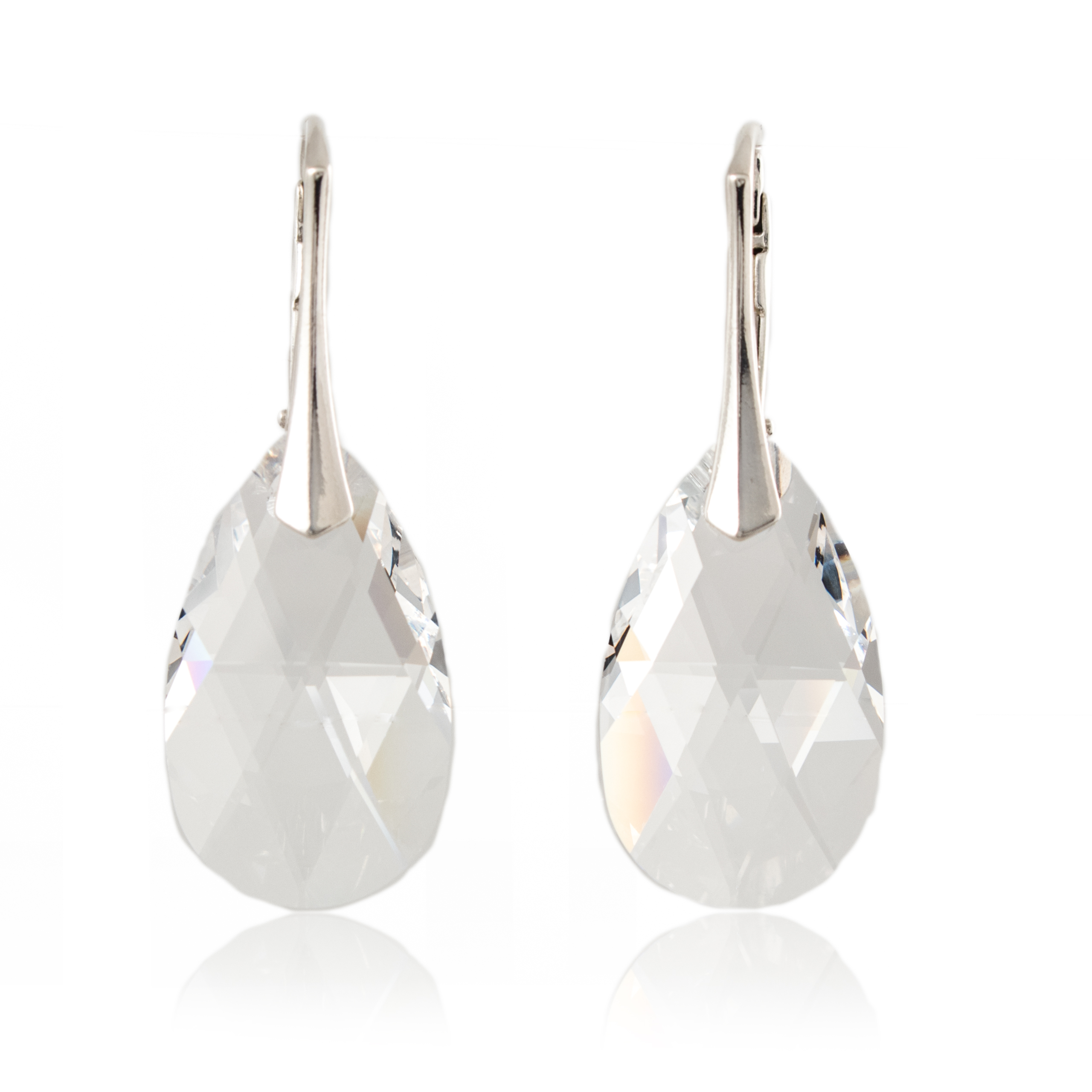 Strieborné náušnice Swarovski slzičkový kvapkový kryštál