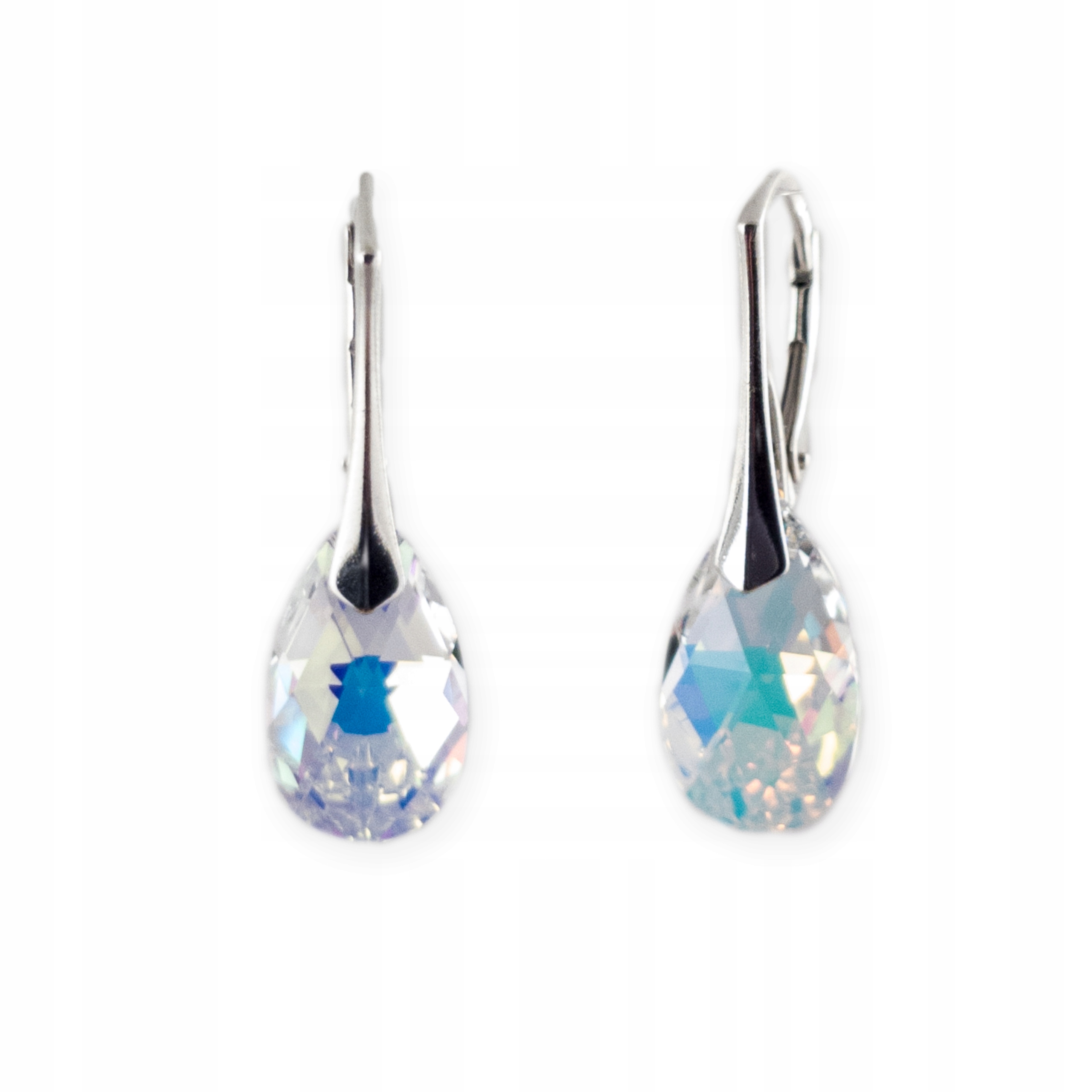 Strieborné náušnice SWAROVSKI trblietavé mandle AB