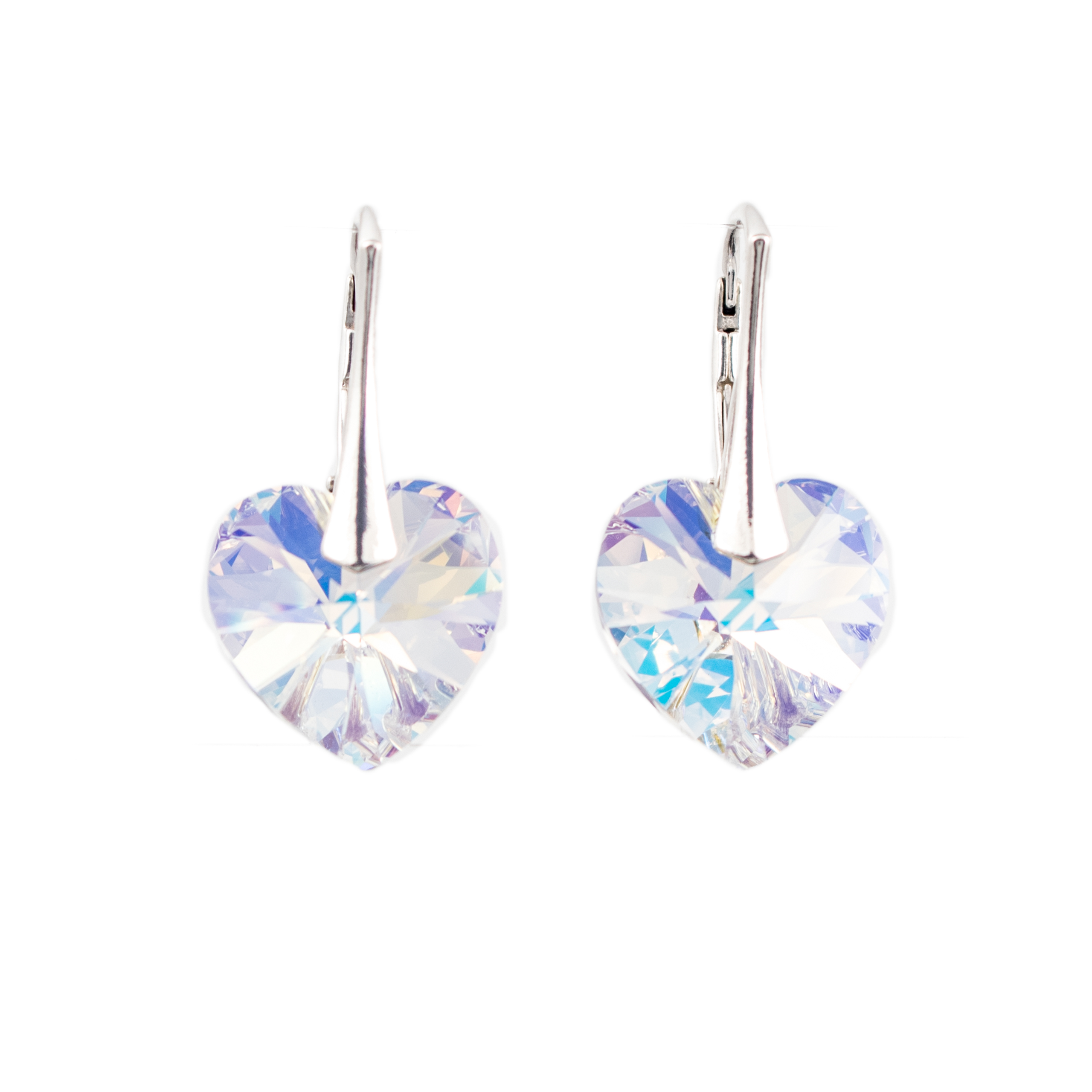 Strieborné náušnice SWAROVSKI trblietavé srdce Engelke