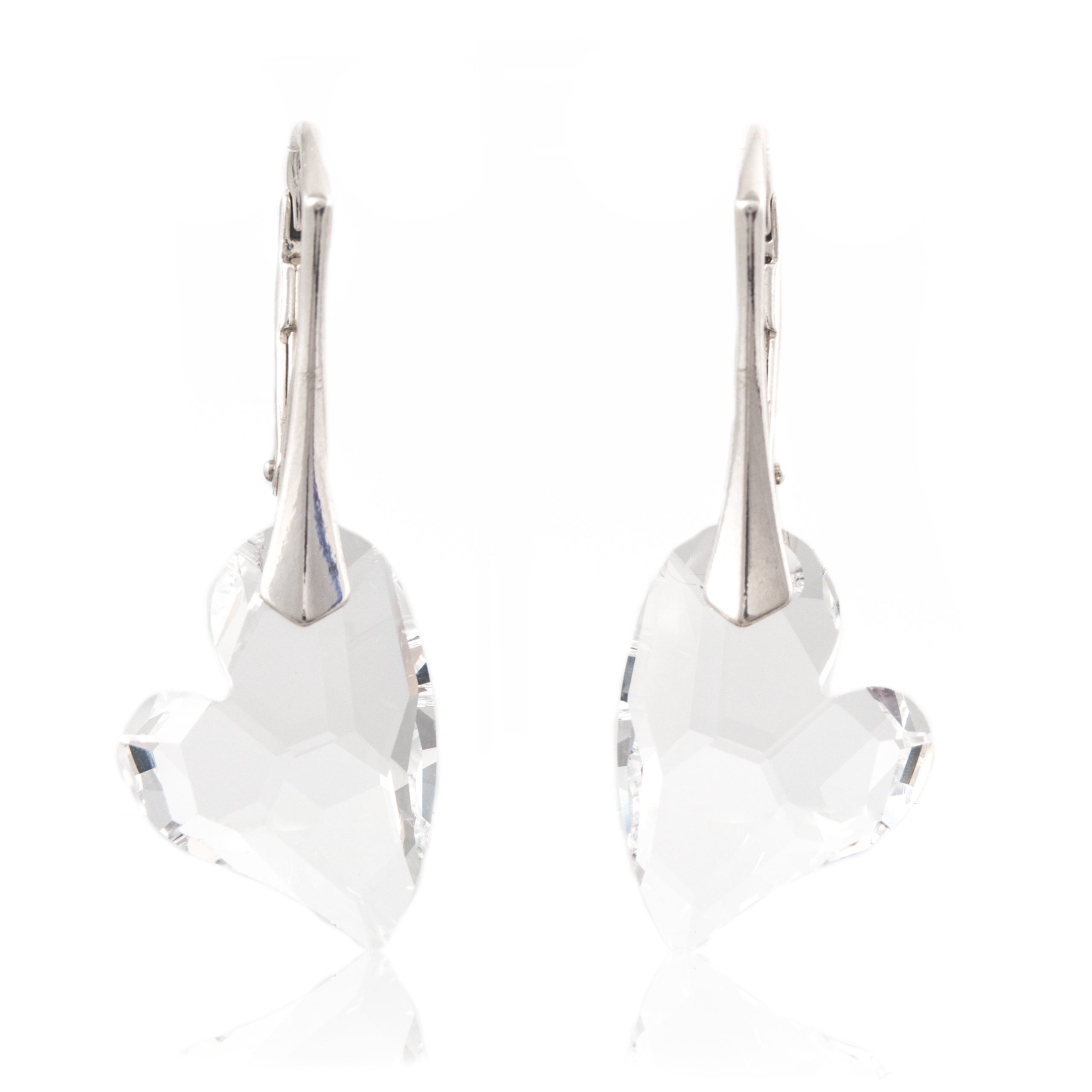 Strieborné náušnice SWAROVSKI priehľadné srdiečko CR