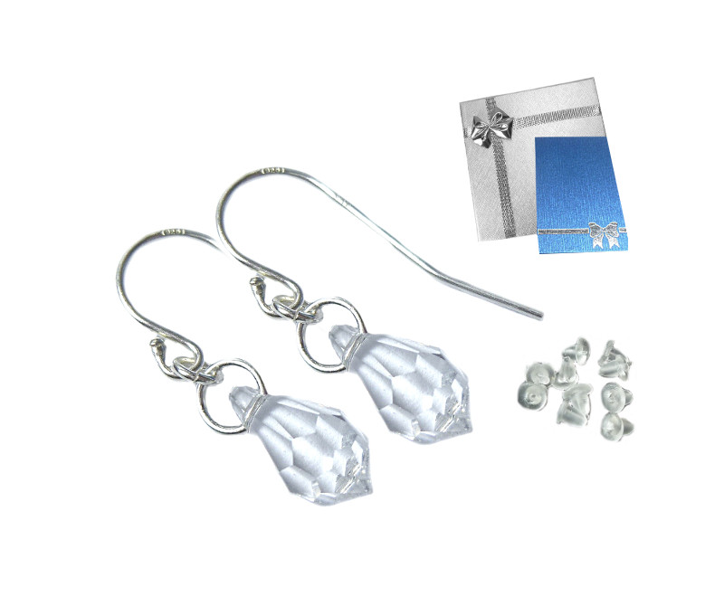 Strieborné náušnice Swarovski CRYSTAL s66 malé TEARS