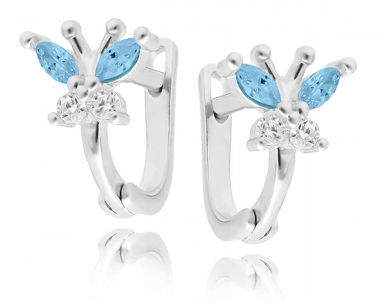 Strieborné náušnice pre dieťa anglické motýle
