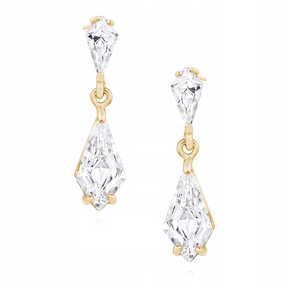 Strieborné náušnice pr925 Pozlátená slza Cubic Zirconia ŚL