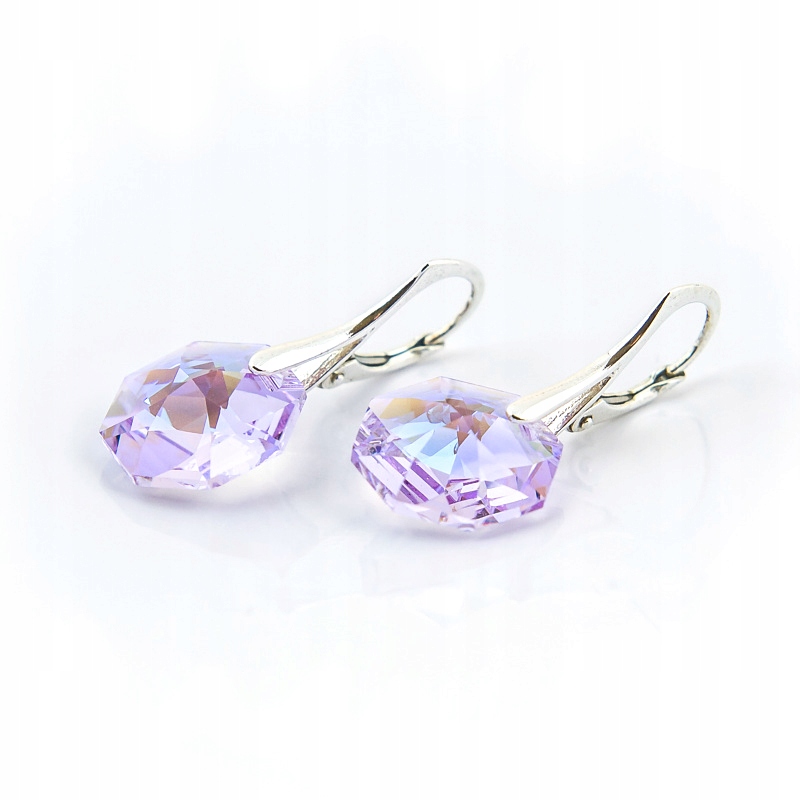 Strieborné náušnice z Kr. Swarovski Octagon Vio Blab
