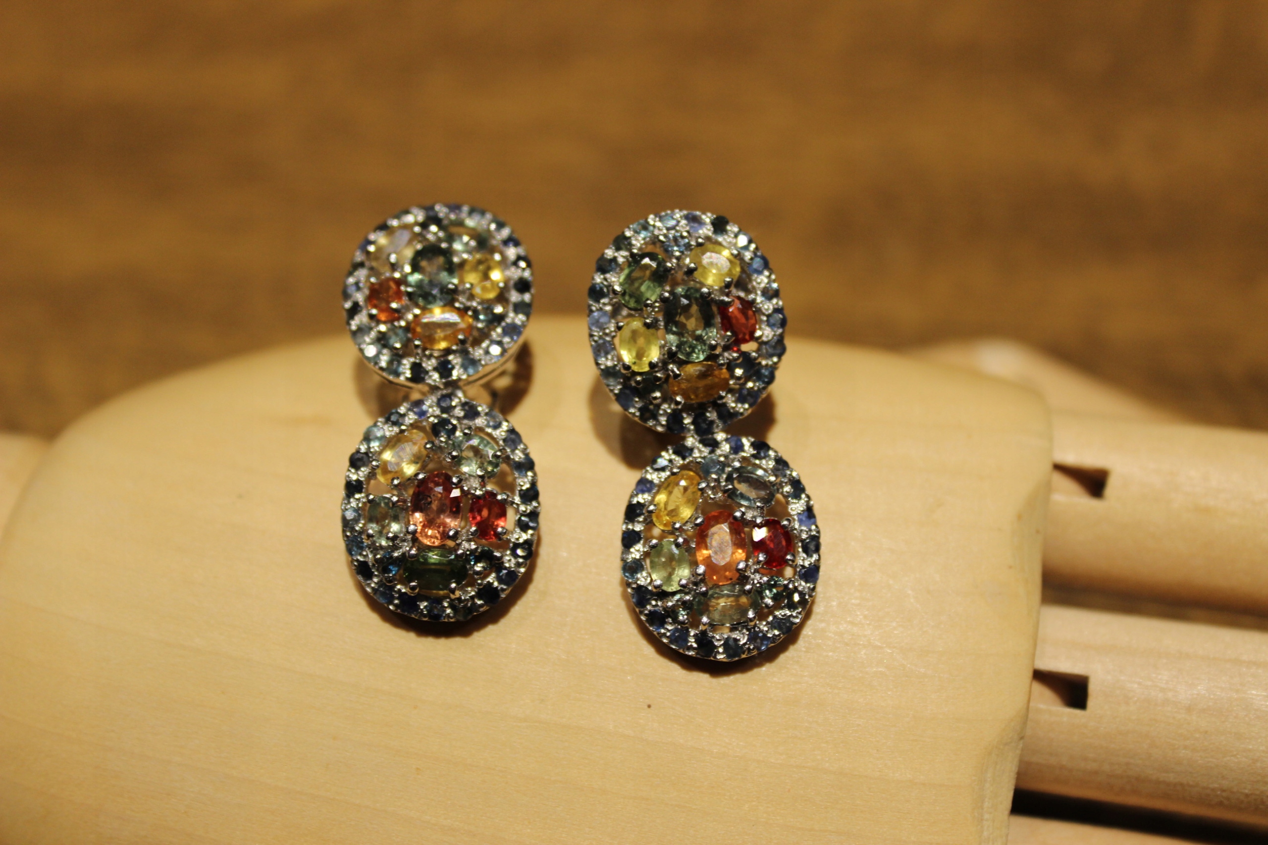 Náušnice Songea Sapphire Padparadza Zielone 13