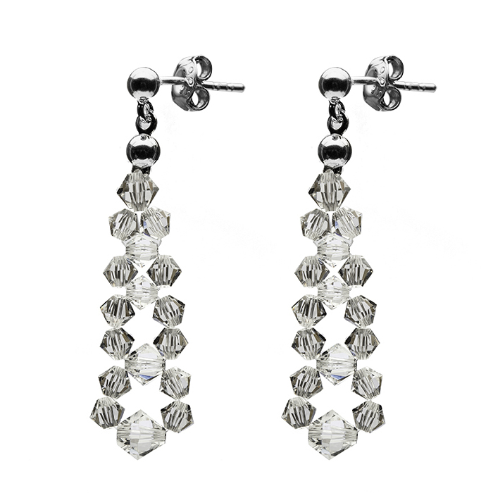 Ródiované náušnice Swarovski Elements