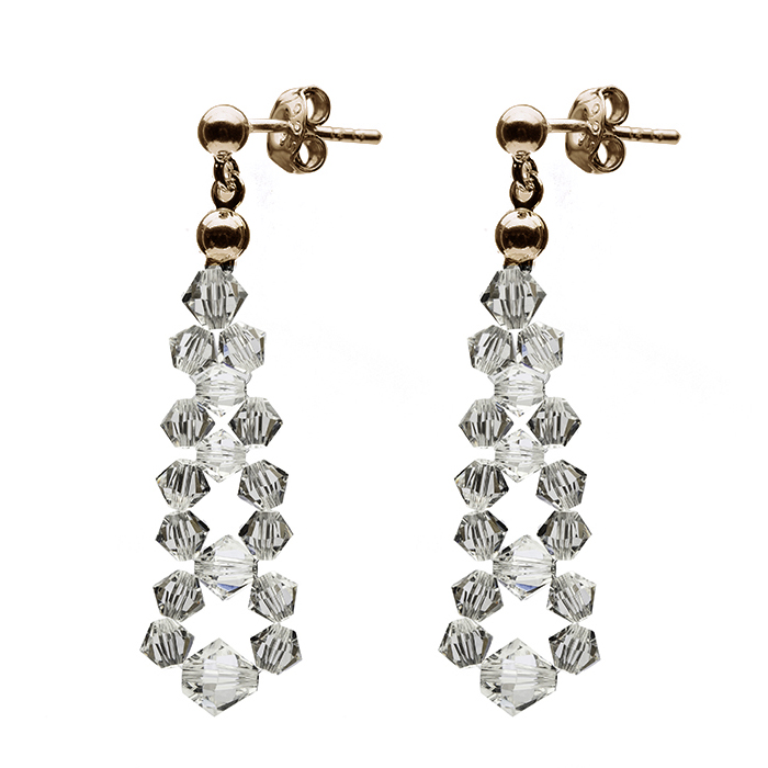 Puzetové náušnice Swarovski Elements pozlátené ruže