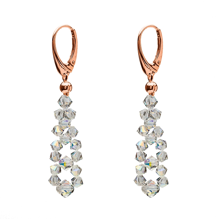 Náušnice z pozlátenia ružovým zlatom Swarovski Elements