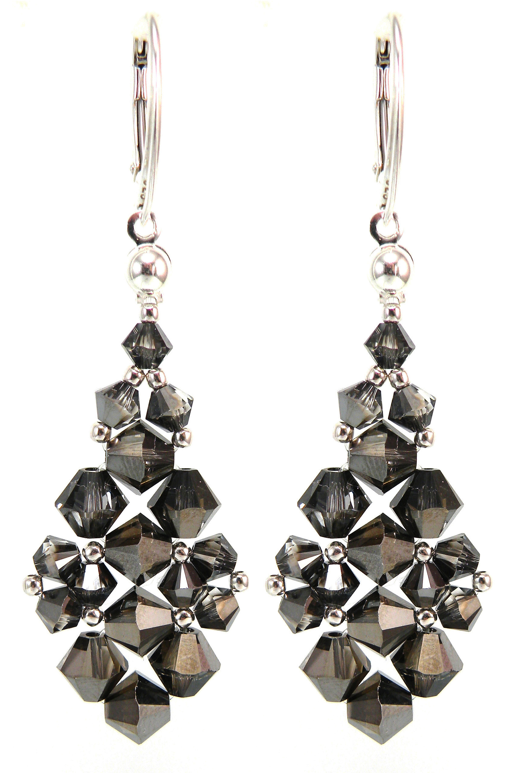 Dlhé -grafitové náušnice Swarovski Crystals