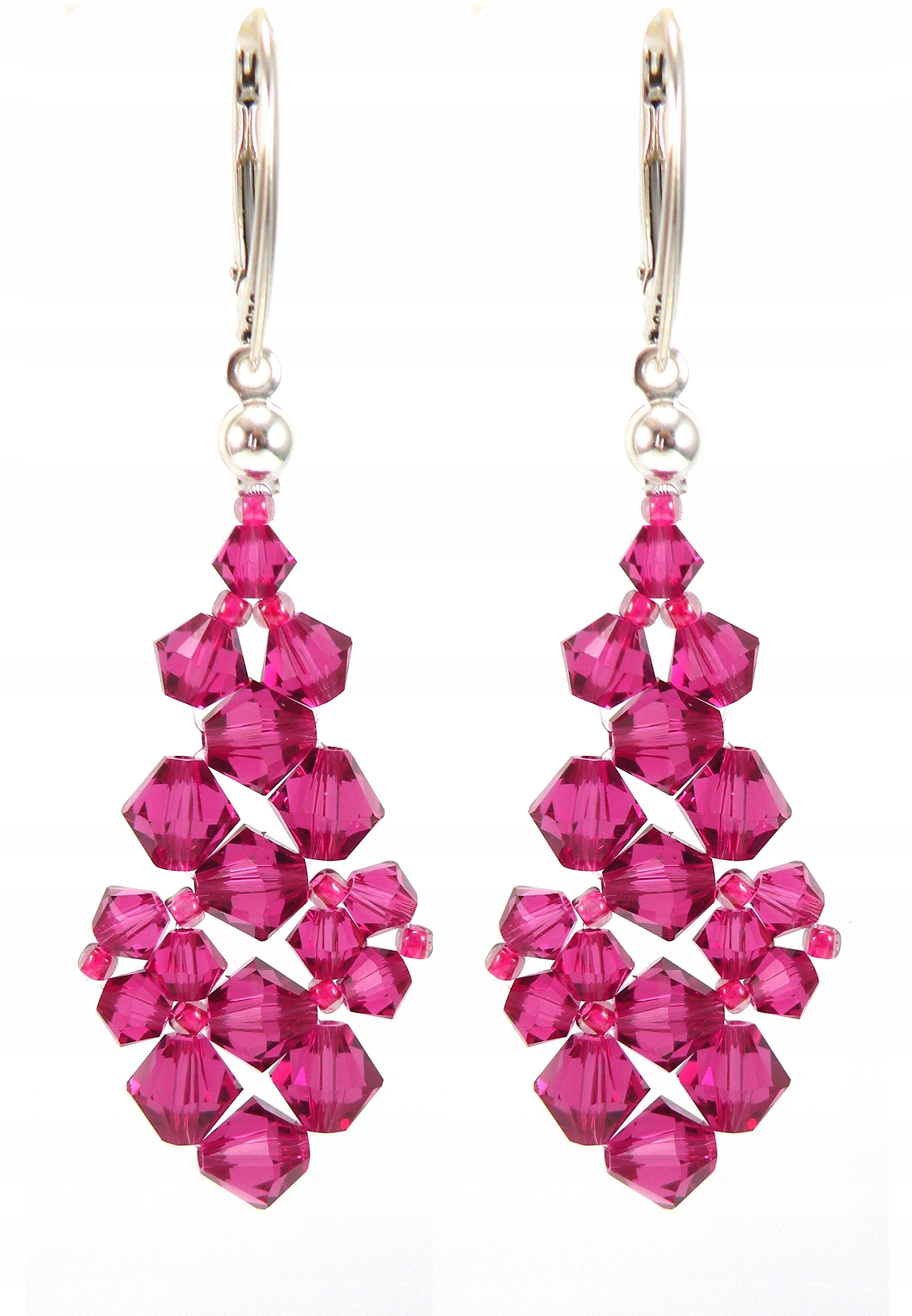 Náušnice kryštálov Swarovski Pink fuchsia