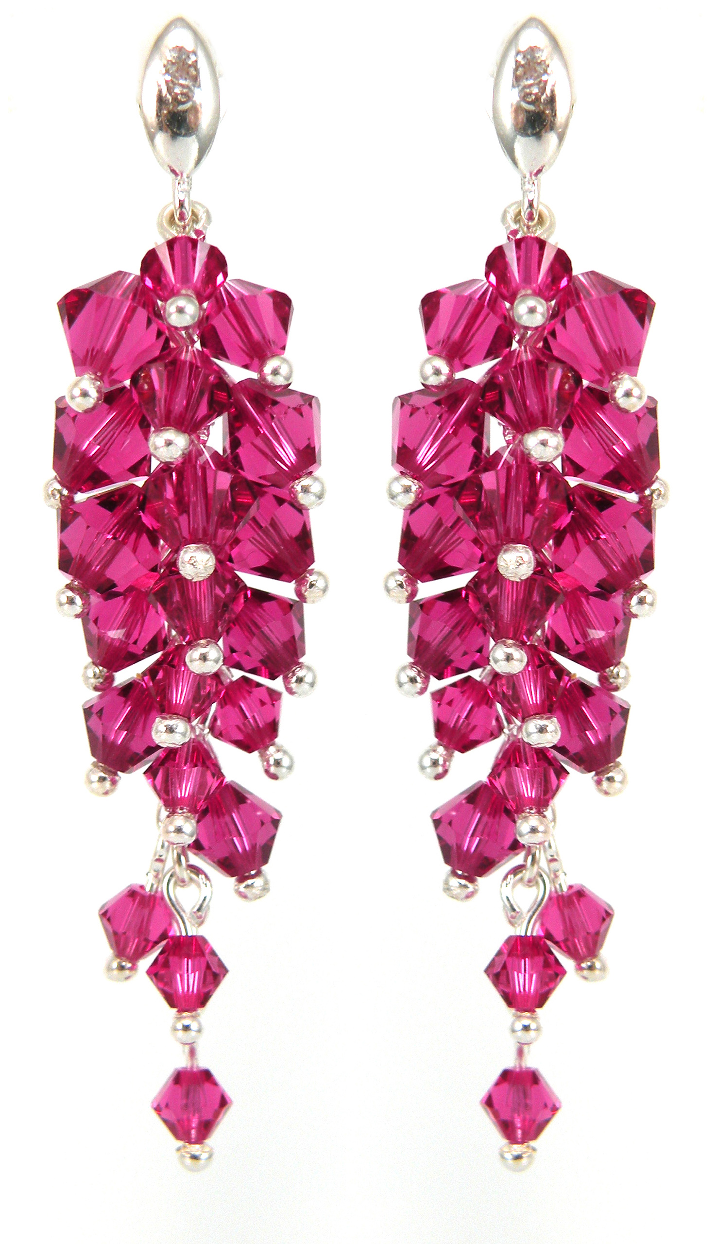 Náušnice kryštálov Swarovski ružové skupiny