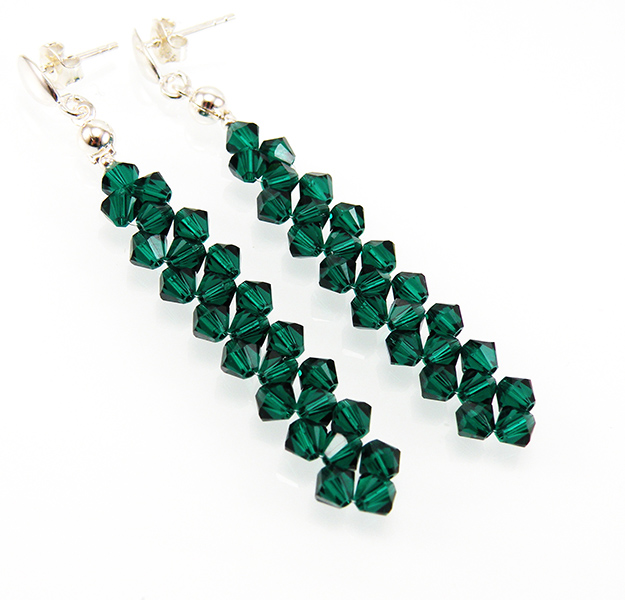 Náušnice kryštálov Swarovski Green Emerald