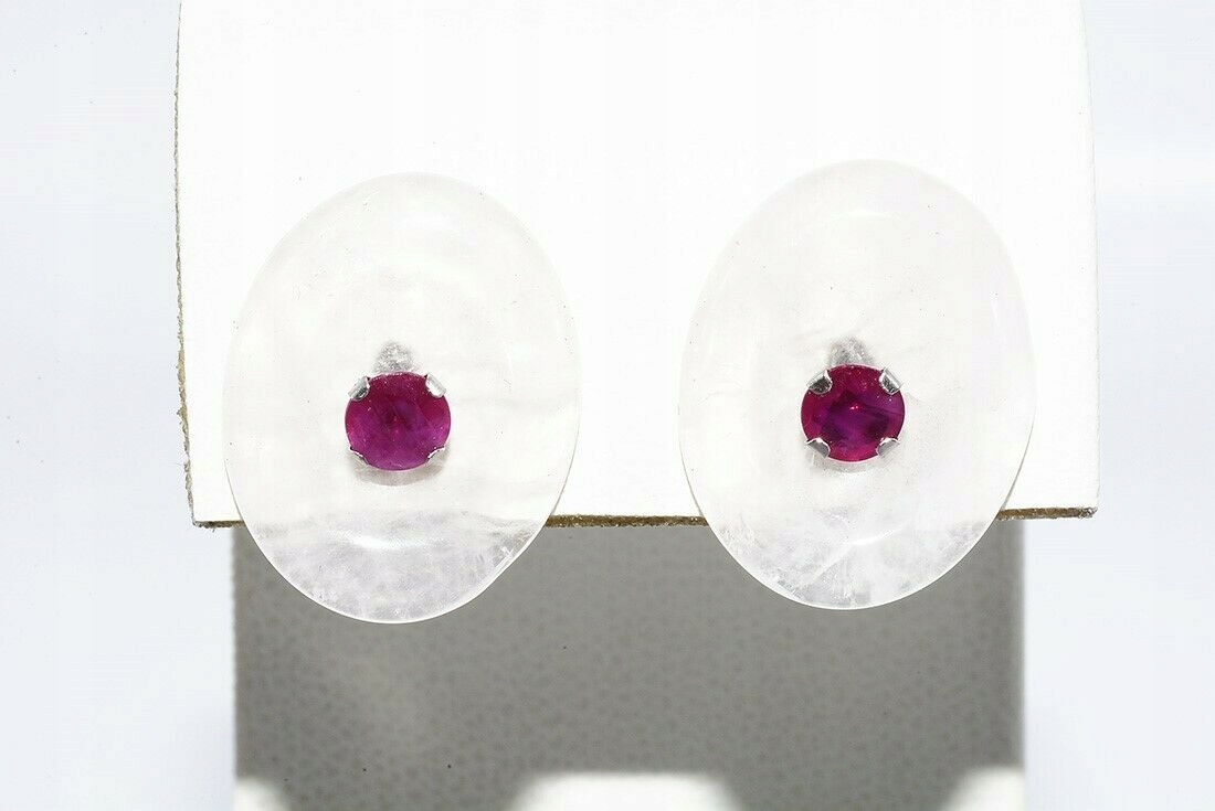 Zlaté náušnice 10k rubies Pink Quartz