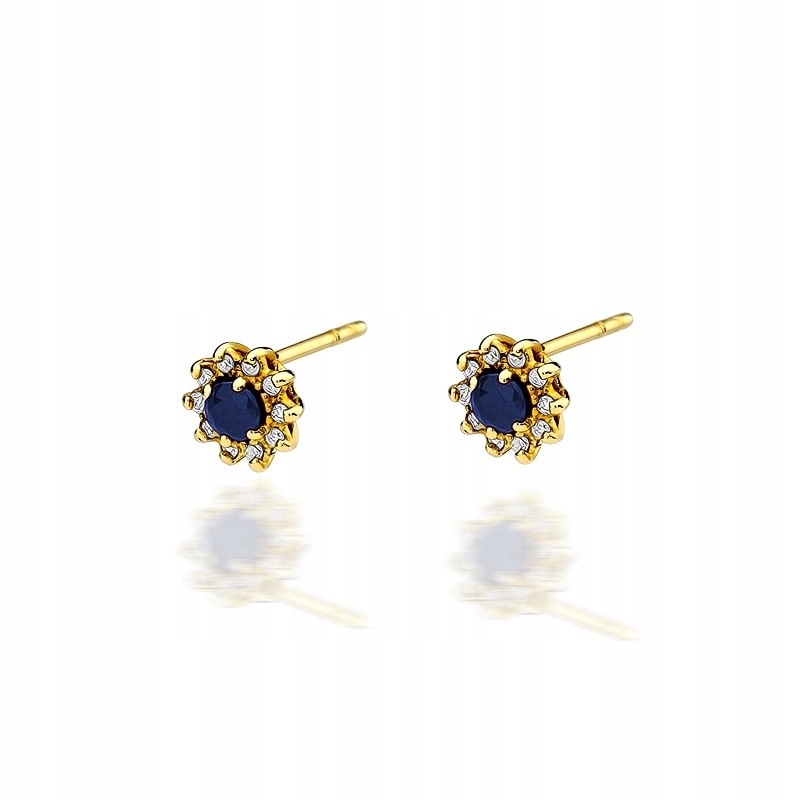 Zlaté náušnice 585 so zafírmi 0,3Ct Diamonds