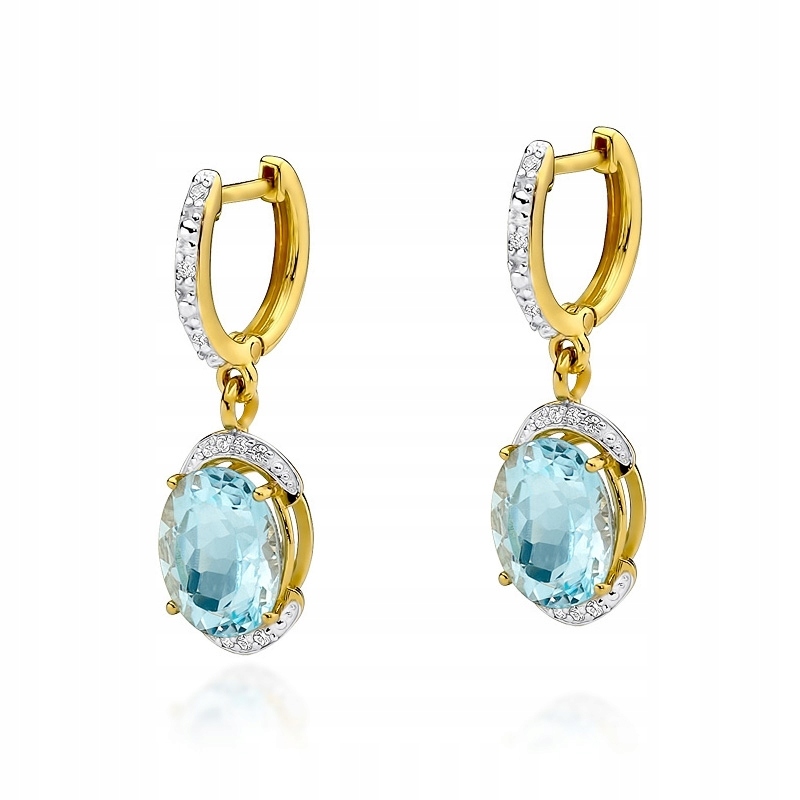 Zlaté náušnice 585 s Topaz 6.0ct Diamonds KO-1