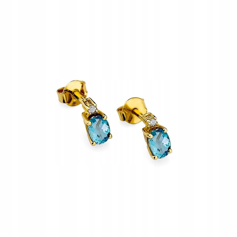 Zlaté náušnice 585 s Topaz 1,0Ct Diamonds KO-1