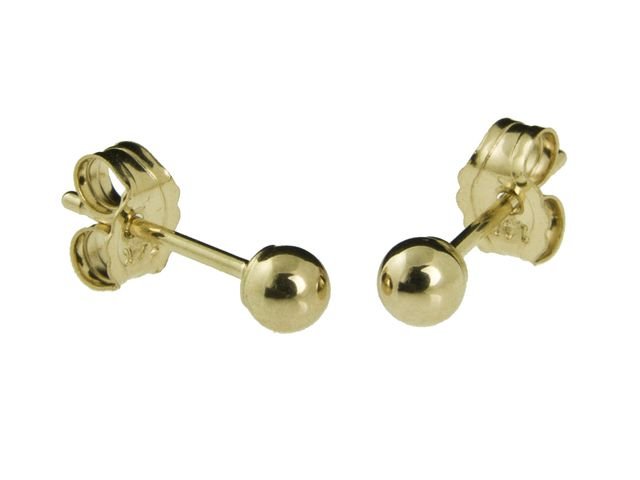 3mm zlaté guličkové náušnice 1/20 585 GF + Certifikát