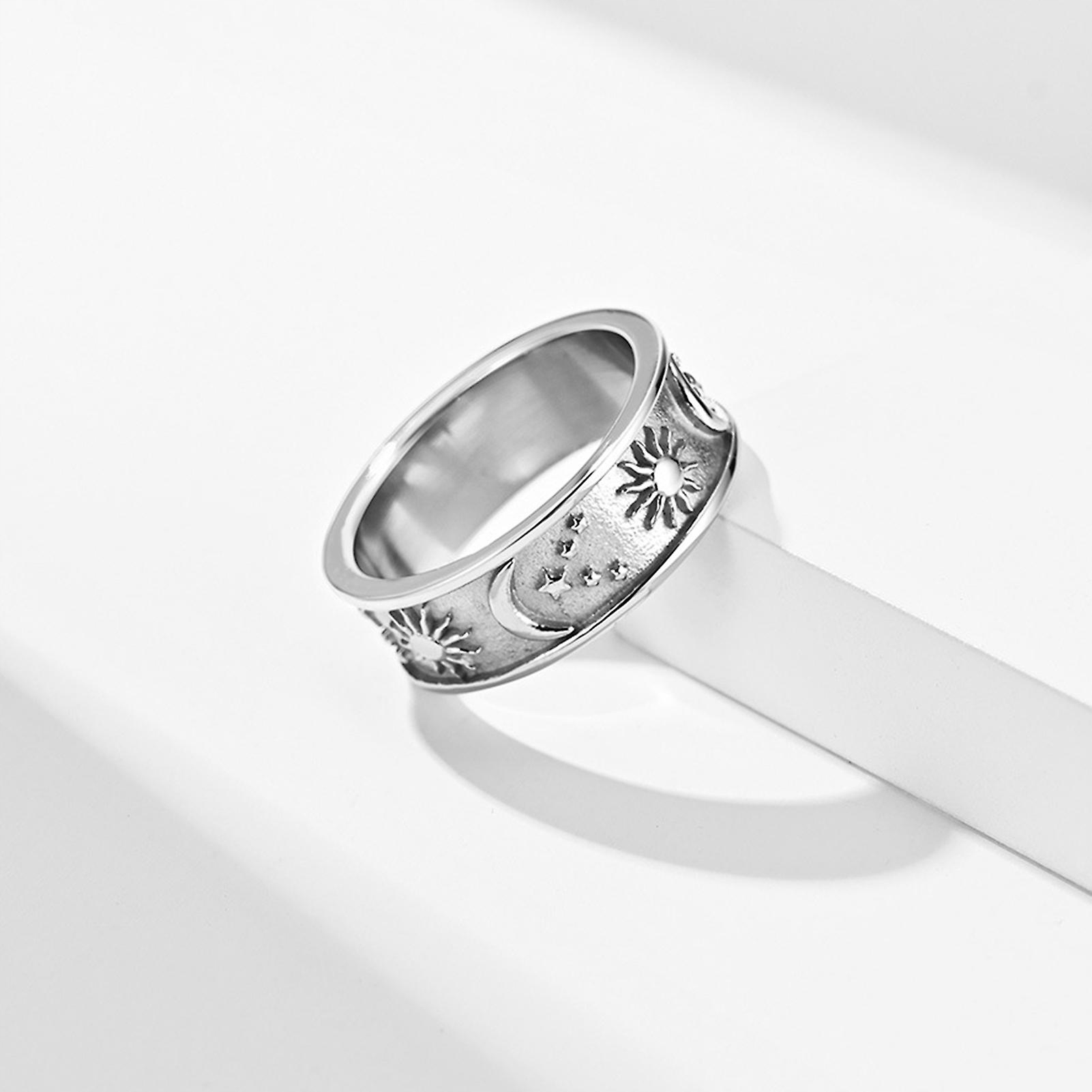 Oceľ US 11-Nunisex Ring Ring Star Moon Sun Dec