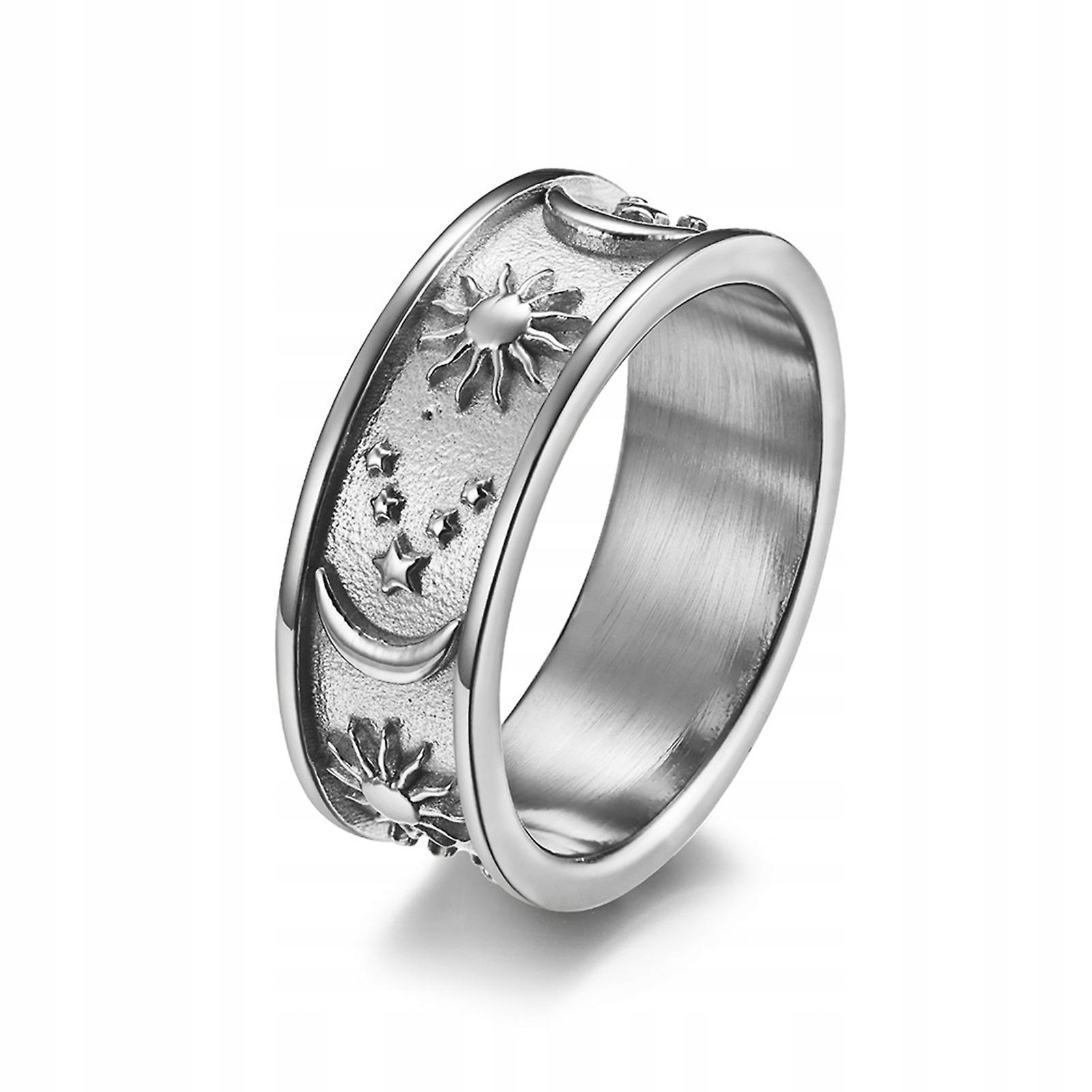 Oceľ US 12 -Unisex Ring Star Moon Moon Sun Dec