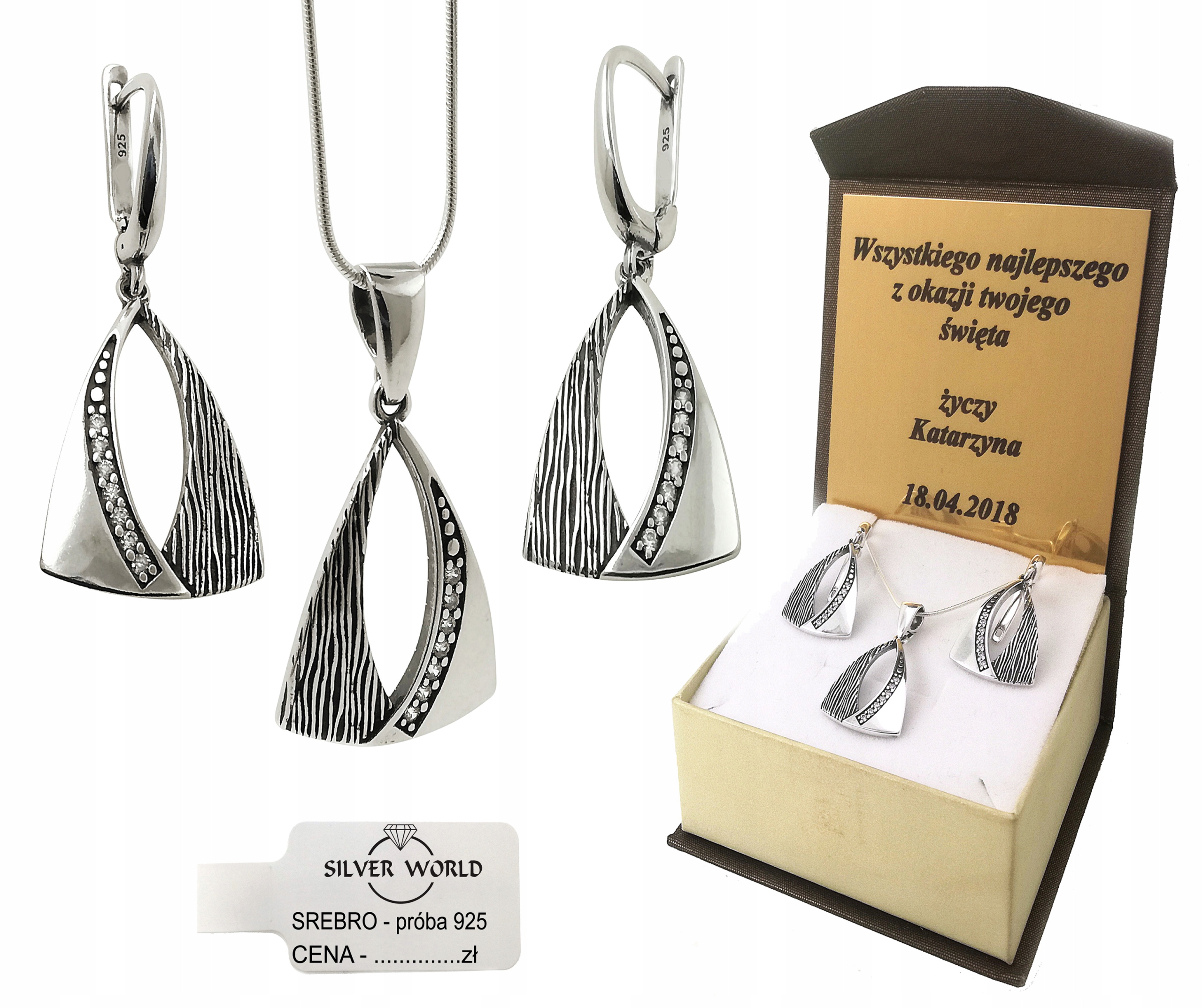 Súprava šperkov 925 s kamienkami Swarovski + gravírovanie